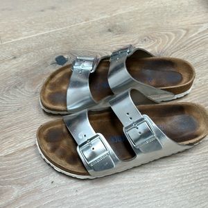 Birkenstock Arizona Silver Natural Leather 41